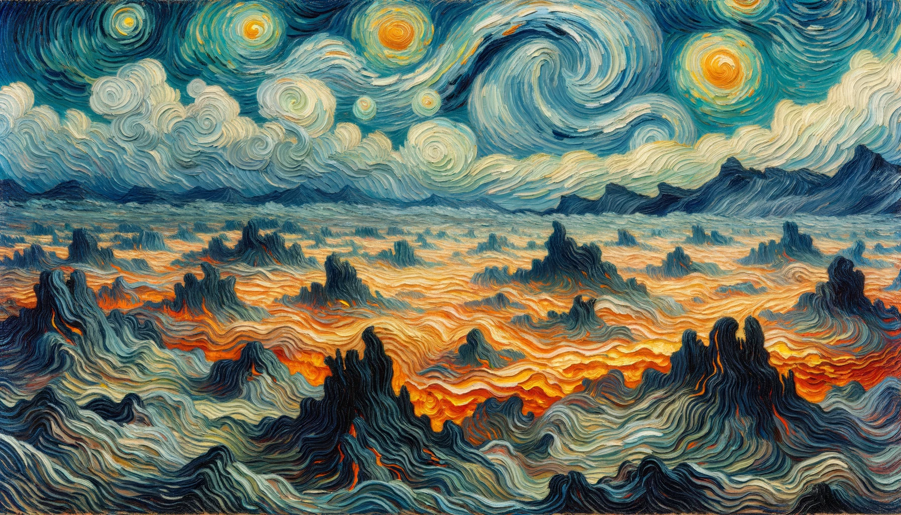 Stylized magma ocean artwork